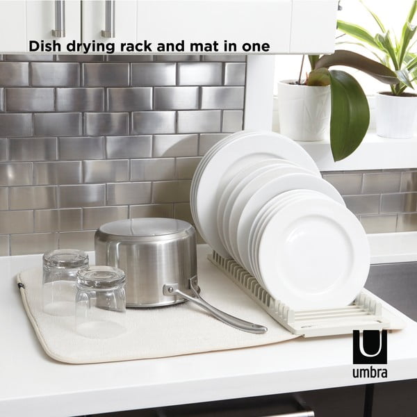 Kreem tekstiil nõudekuivatusrest  61x46 cm Udry – Umbra-image-1