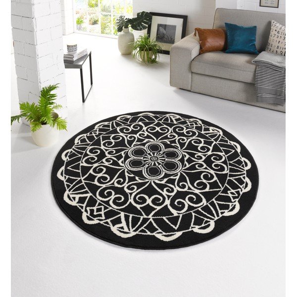 Must vaip Capri, ø 140 cm Mandala - Zala Living-image-4