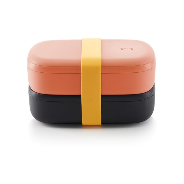Oranžovo-černý obědový box Lékué To Go