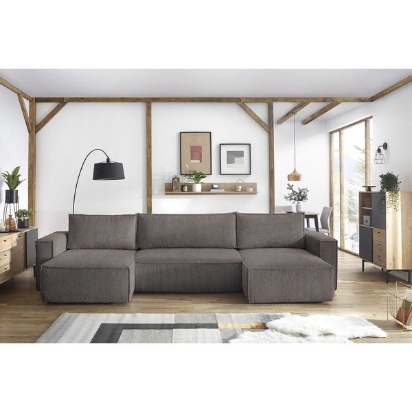 Tumehall velvetist U-kujuline nurgadiivanvoodi Nihad - Bobochic Paris-image-1