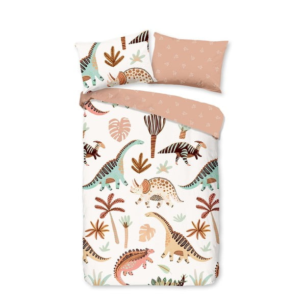 Pruun-beež puuvillane laste voodipesu võrevoodile 100x135 cm Dino - Good Morning