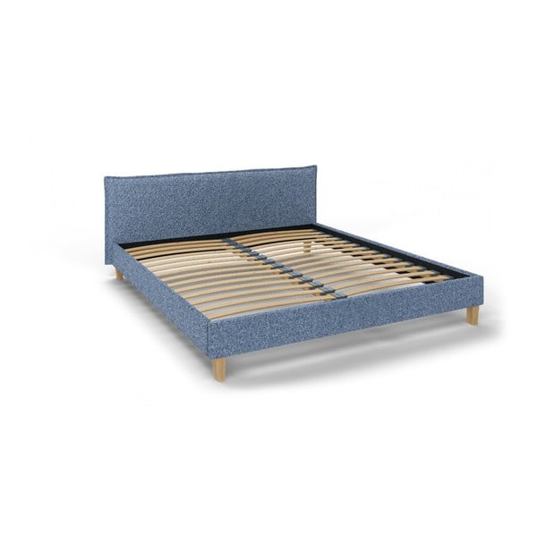 Sinine topitud kaheinimese voodi koos võrega 160x200 cm Tina - Ropez