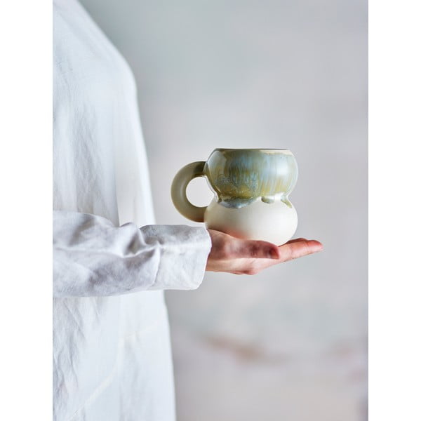 Sinised/kreemid kivikeraamikast kruusid 4tk komplektis 400 ml Luna - Bloomingville-image-1