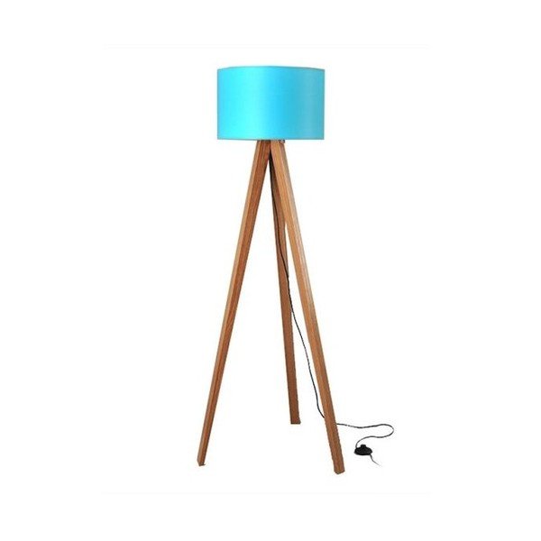 Stojací lampa Tripod Blue/Walnut