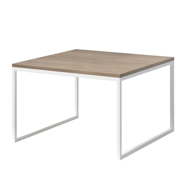 Konferenční stolek s deskou z dubového dřeva s bílým podnožím MESONICA Eco, 70 x 70 cm