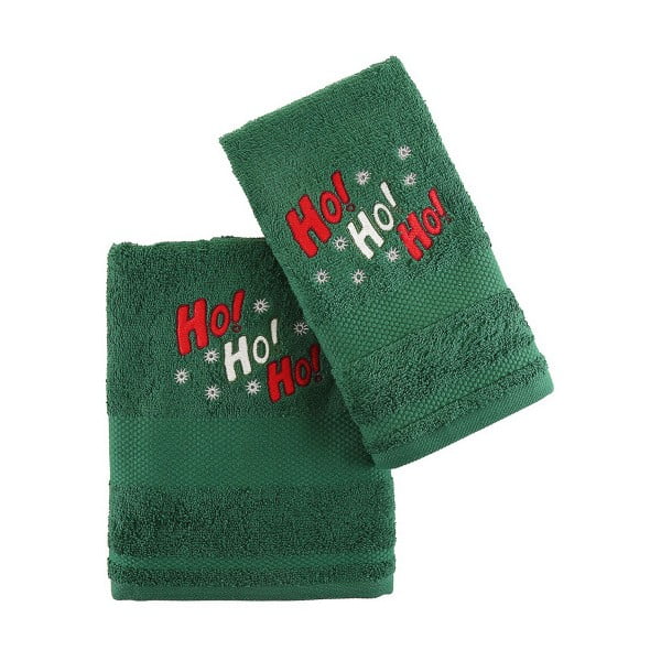 Vánoční sada zeleného ručníku a osušky Ho ho
