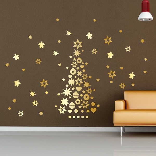Jõulukleebised Kuldne jõulupuu ja tähed - Ambiance