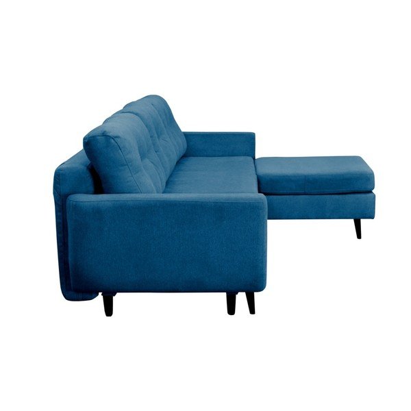 Tyrkysová rozkládací pohovka s černými nohami Mazzini Sofas Hortensia, pravý roh-image-2