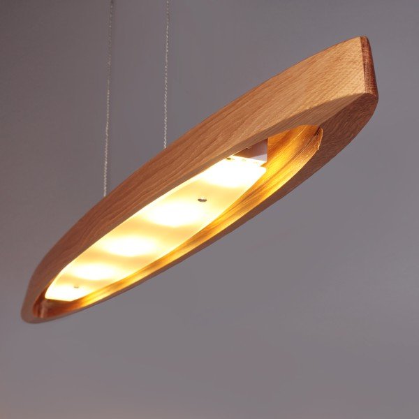 Hõbedane LED-rippvalgusti puidust varjuga Shine-wood - Fischer & Honsel-image-1