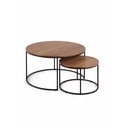 Pruunid ümmargused pähklipuu spoonist pinnaga diivanilauad 2tk komplektis ø 80 cm Yona - Kave Home