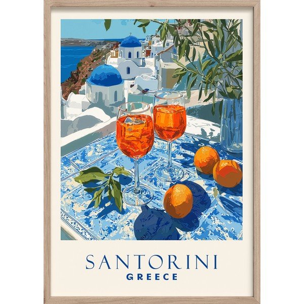 Trükitud pilt raamiga 50x70 cm Santorini - Styler
