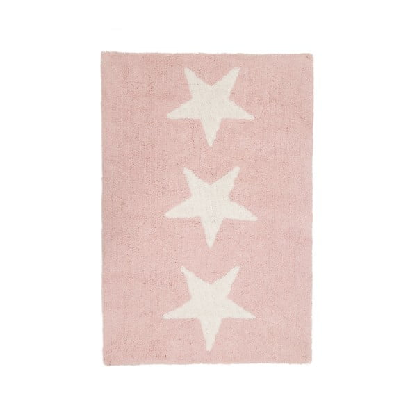 Růžový bavlněný koberec Happy Decor Kids Three Stars, 80 x 120 cm