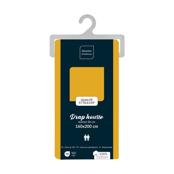 Kollane puuvillane lina 160x200 cm Lina - douceur d'intérieur-image-2