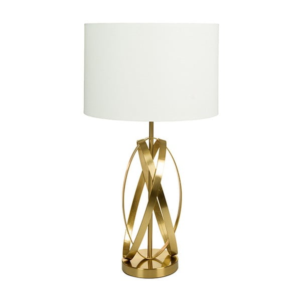 Bílá stolní lampa  se základnou ve zlaté barvě Santiago Pons Leonardo Log