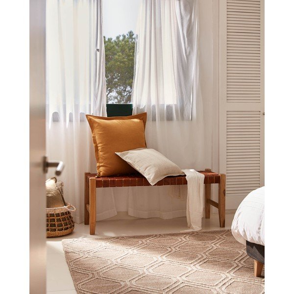 Konjakipruun nahast pink Calixta - Kave Home-image-1