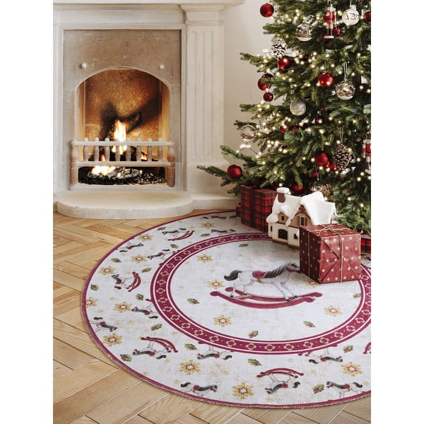 Punane ümmargune jõulumotiiviga vaip ø 160 cm Toy's Delight Rocking Horse - Villeroy&Boch-image-1