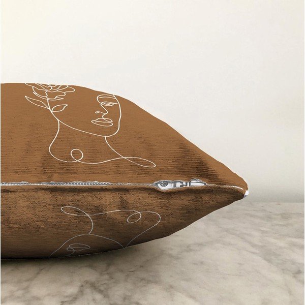 Oranžikas-pruun padjapüür puuvillase šenilliga, 55 x 55 cm - Minimalist Cushion Covers-image-1