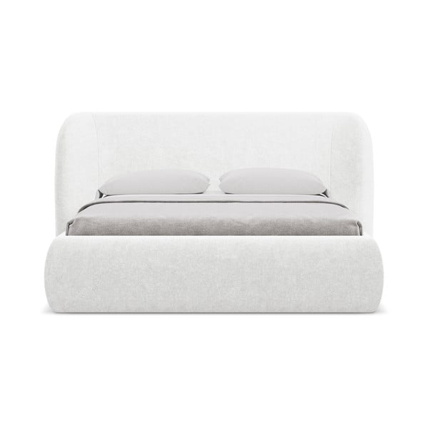 Valge polsterdatud kaheinimesevoodi koos voodipõhja ja panipaigaga 160x200cm Hauke - Makamii-image-3
