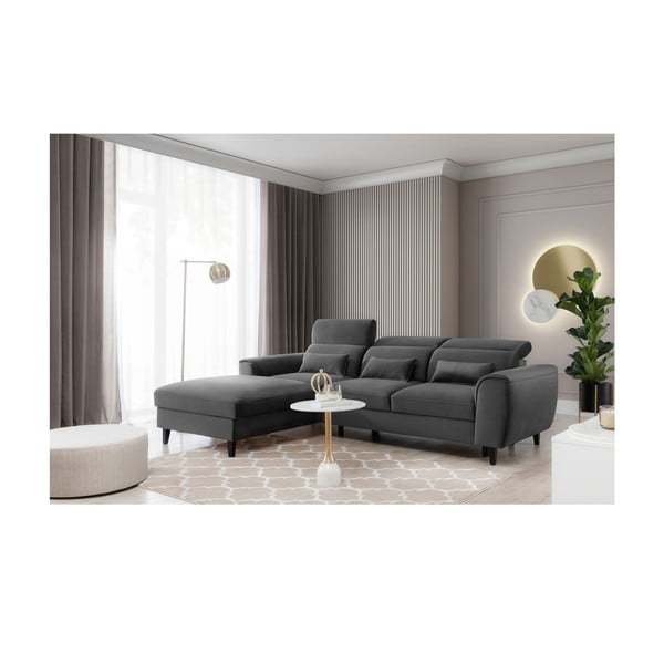 Tumehall sametist lahtikäiv/sahtliga nurgadiivan (vasak nurk/lamamisosaga) Foble – ELTAP-image-3