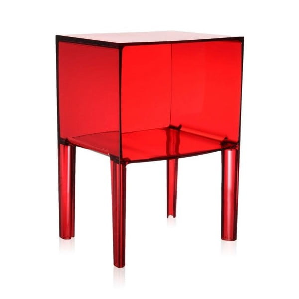Červený transparentní noční stolek Kartell Ghost Buster