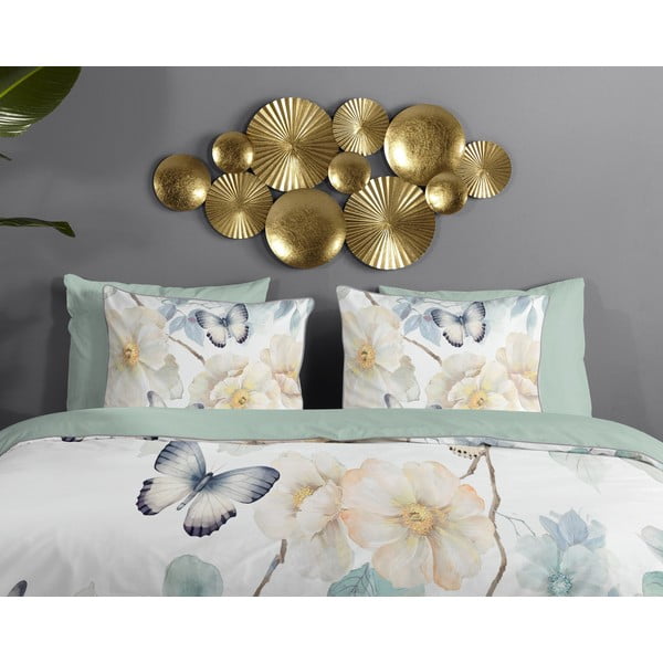 Valge-roheline pikendatud satiin-puuvillast voodipesu üheinimesevoodile 140x220 cm Adiwanya - Descanso-image-2