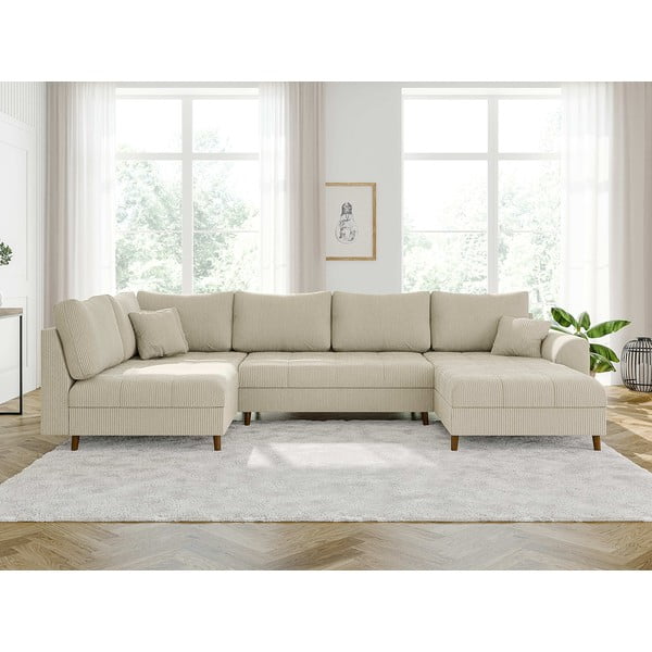 Kreem velvetist nurgadiivan (parem nurk/U) Ariella - Ropez-image-1