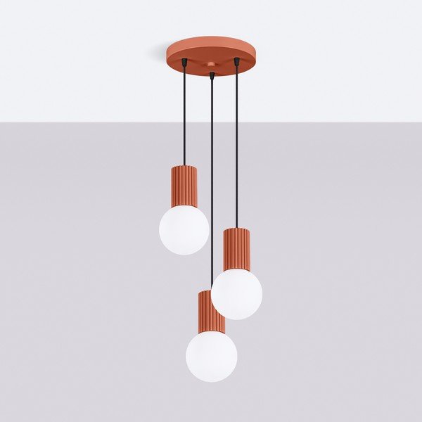 Terrakota värvi metallist ripplamp klaasist varjuga, läbimõõduga 25 cm Orbital - Sollux-image-2