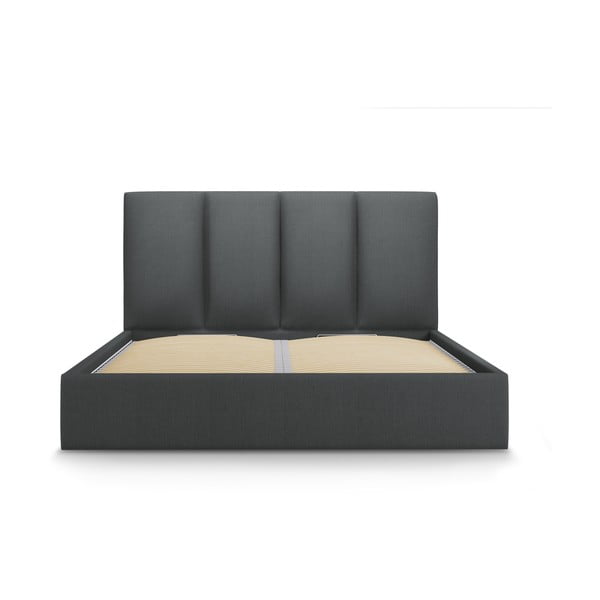 Tumehall polsterdatud kaheinimese voodi, millel on riiulid 160x200 cm ja panipaik Juniper - Mazzini Beds-image-2