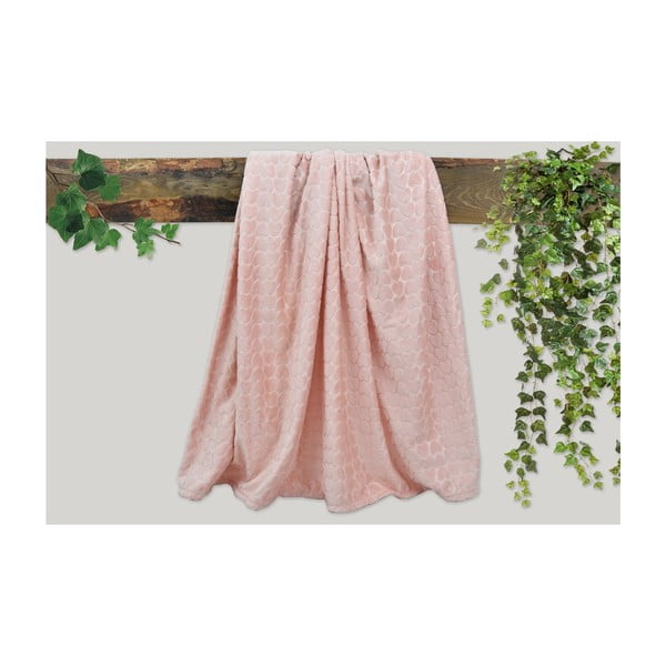 Pudrově růžová deka Dolce Bonita Embos, 200 x 135 cm
