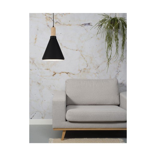 Rippvalgusti musta ja naturaalset värvi metallist lambivarjundiga ø 25 cm Melbourne - it's about RoMi-image-2