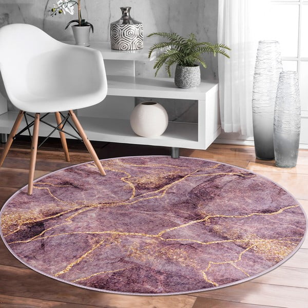 Roosa pestav ümmargune vaip, sobitub robottolmuimejaga ø 80 cm Comfort - Mila Home-image-4