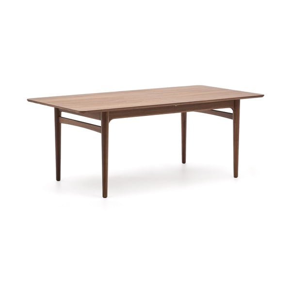 Kokkupandav pähklipuidust söögilaud koos täiendava lauaplaadiga 100x200 cm Elan - Kave Home-image-2