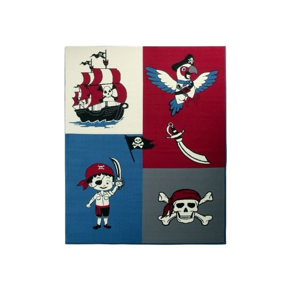 Dětský červeno-modrý koberec Hanse Home Pirate, 140 x 200 cm