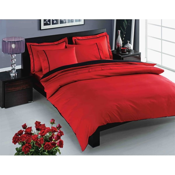 Punane puuvillane voodipesu koos voodilinaga kaheinimesevoodile Prestige Red, 200 x 220 cm - Unknown