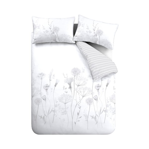 Valge/hall pikendatud voodipesu kaheinimesevoodile 230x220 cm Meadowsweet Floral - Catherine Lansfield