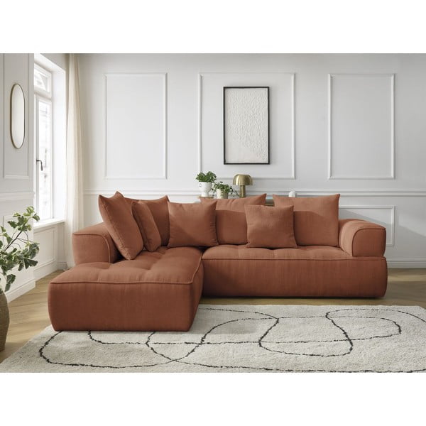 Terrakota värvi šenill-nurgadiivan (vasak nurk/L-kujuline) Whesley - Bobochic Paris-image-4