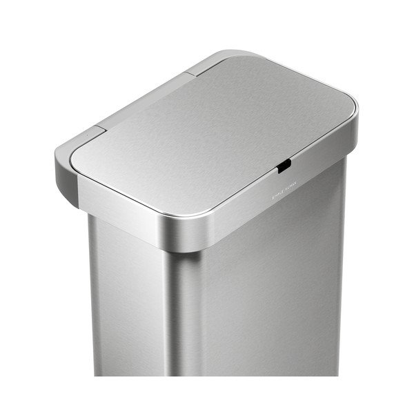 Kontaktivaba terasest prügikast hõbedases värvitoonis 58 l Sensor - simplehuman-image-1