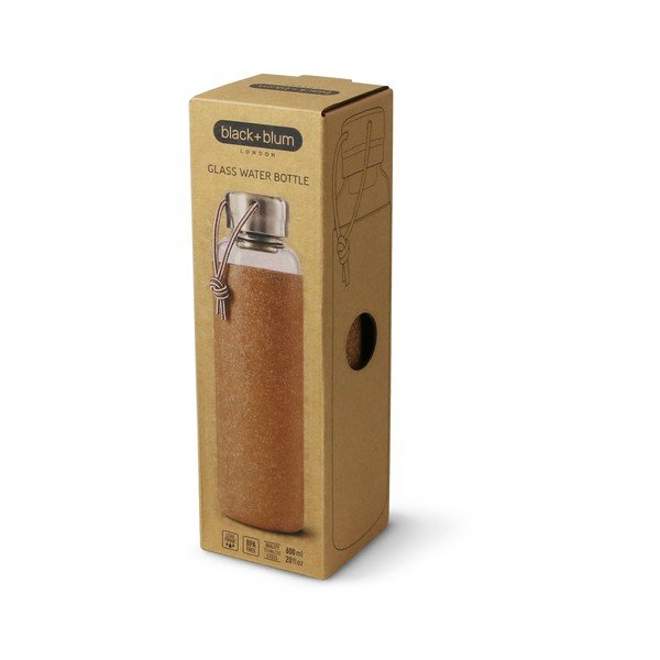 Klaasist veepudel beeži silikoonmuhviga , 600 ml G-Bottle - Black + Blum-image-2