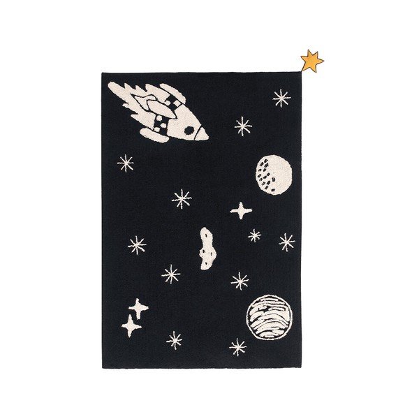 Must pestav käsitsi kootud puuvillane lastevaip 140x200 cm Alfombra Lavable Universe - Lorena Canals
