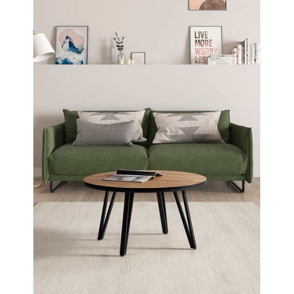 Must ümmargune tammespoonist pinnaga diivanilaud ø 80 cm Sindi - Marckeric-image-1