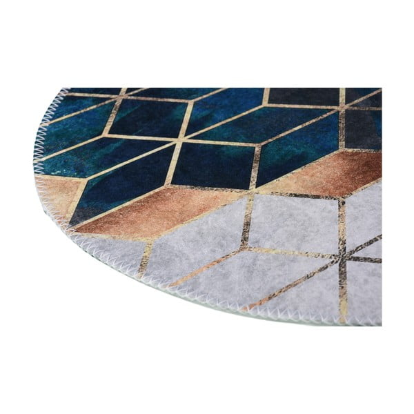 Pestav ümmargune vaip valge-petrooli värvi ø 100 cm - Vitaus-image-2