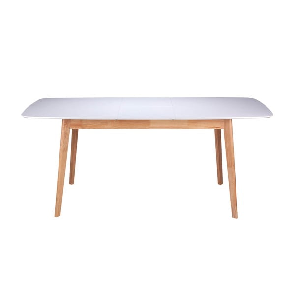 Bílý rozkládací jídelní stůl s podnožím z kaučukovníkového dřeva sømcasa Enma, délka 120 cm-image-1