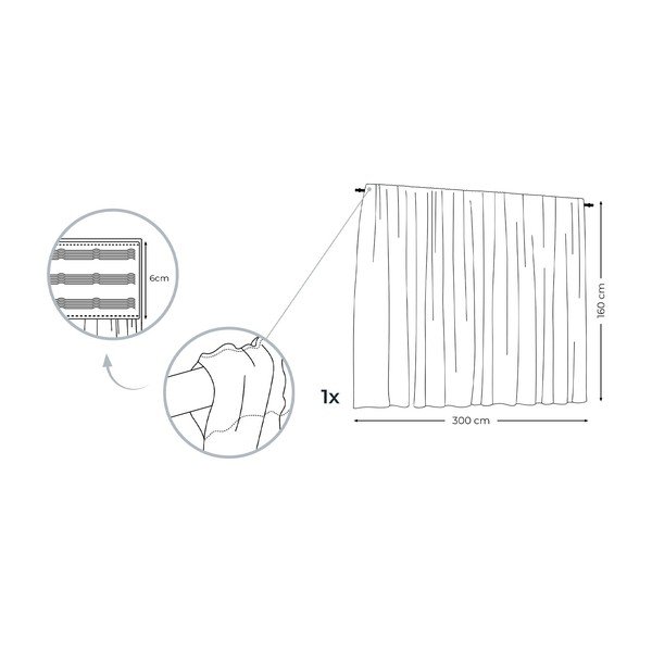 Türkiissinine kardin , 160 x 300 cm Voile Pleat - AmeliaHome-image-3