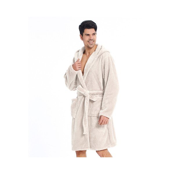 Béžový unisex župan z mikrovlákna DecoKing Sleepyhead, velikost M-image-2