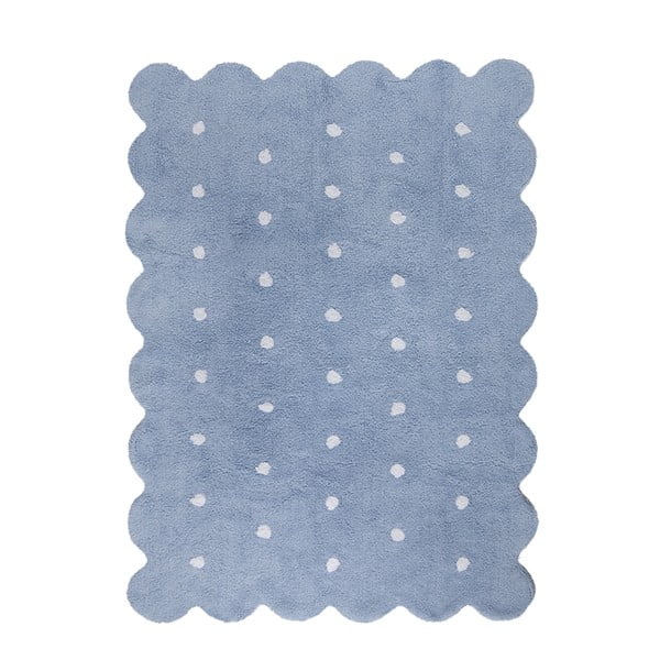 Modrý bavlněný ručně vyráběný koberec Lorena Canals Biscuit, 120 x 160 cm