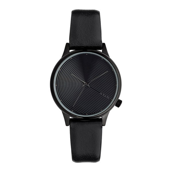 Dámské černé hodinky s koženým řemínkem Komono Deco