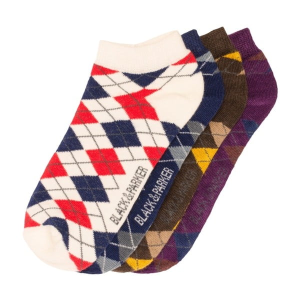 Sada 4 párů kotníkových unisex ponožek Black&Parker London Floyd, velikost 37/43