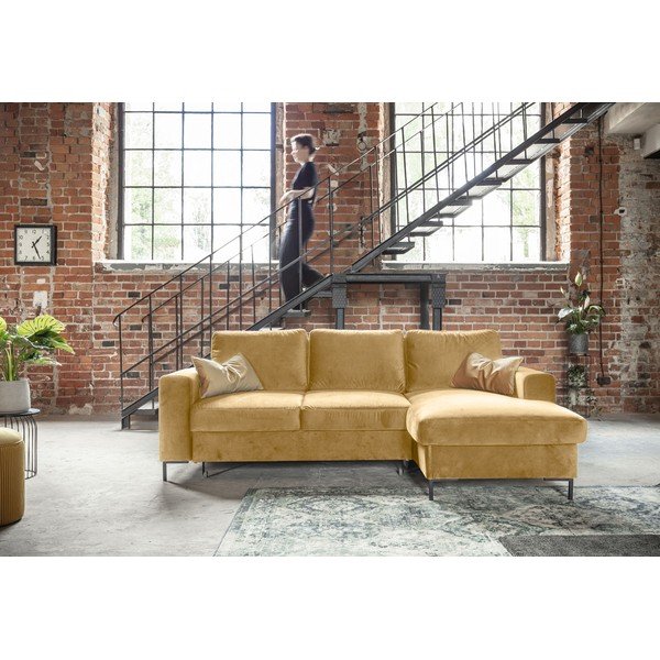 Sinepikollane sametne nurgadiivan , paremas nurgas Lofty Lilly - Miuform-image-1