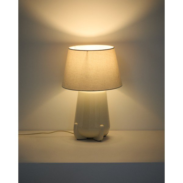 Beež/elevandiluust keraamiline laualamp (kõrgus 45,5 cm) Odra - Kave Home-image-2