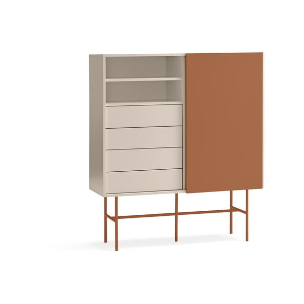 Tellisevärvi/beež kõrge lükandustega kummut 120x140 cm Nube - Teulat-image-3